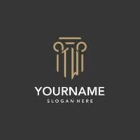 TW logo monogram with pillar style design vector
