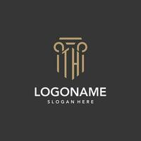 TH logo monogram with pillar style design vector