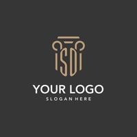 SO logo monogram with pillar style design vector
