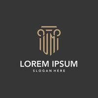 UM logo monogram with pillar style design vector