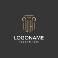 UH logo monogram with pillar style design vector