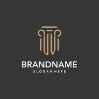 UV logo monogram with pillar style design vector
