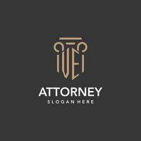 VE logo monogram with pillar style design vector