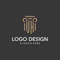 VX logo monogram with pillar style design vector