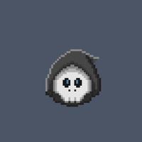 skull head in pixel art style vector