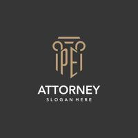 PE logo monogram with pillar style design vector