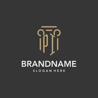 PI logo monogram with pillar style design vector