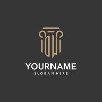 OW logo monogram with pillar style design vector