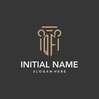 QF logo monogram with pillar style design vector