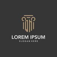 QM logo monogram with pillar style design vector