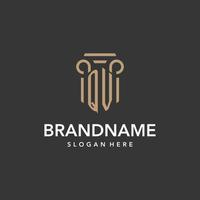QV logo monogram with pillar style design vector