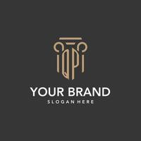 QP logo monogram with pillar style design vector