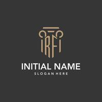 RF logo monogram with pillar style design vector