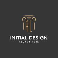 RL logo monogram with pillar style design vector