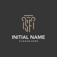 SF logo monogram with pillar style design vector