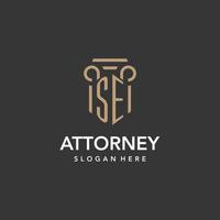 SE logo monogram with pillar style design vector