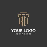 RO logo monogram with pillar style design vector