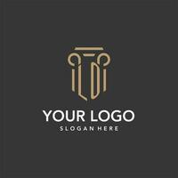 LO logo monogram with pillar style design vector