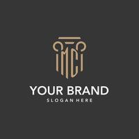 MC logo monogram with pillar style design vector