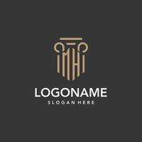 MH logo monogram with pillar style design vector