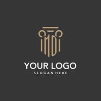 MO logo monogram with pillar style design vector