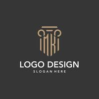 MK logo monogram with pillar style design vector