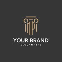 MP logo monogram with pillar style design vector