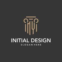 MY logo monogram with pillar style design vector