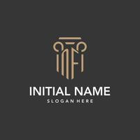 NF logo monogram with pillar style design vector