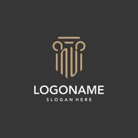 NU logo monogram with pillar style design vector