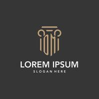 OM logo monogram with pillar style design vector