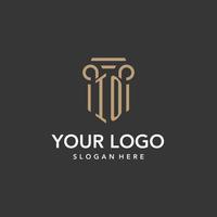 IO logo monogram with pillar style design vector