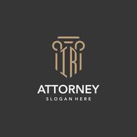 IR logo monogram with pillar style design vector