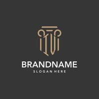 IV logo monogram with pillar style design vector