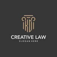 KD logo monogram with pillar style design vector