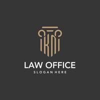 KN logo monogram with pillar style design vector