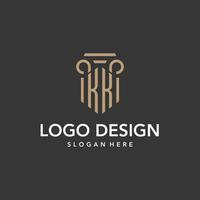 KK logo monogram with pillar style design vector