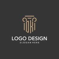 DK logo monogram with pillar style design vector