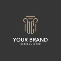 DC logo monogram with pillar style design vector