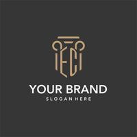 EC logo monogram with pillar style design vector