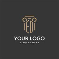 eo logo monograma con pilar estilo diseño vector