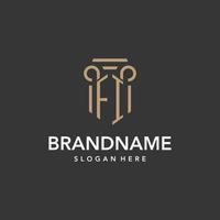 FI logo monogram with pillar style design vector