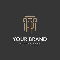 FP logo monogram with pillar style design vector