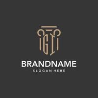 GI logo monogram with pillar style design vector