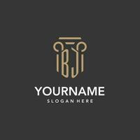 BJ logo monogram with pillar style design vector