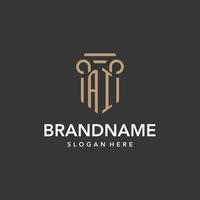 AI logo monogram with pillar style design vector