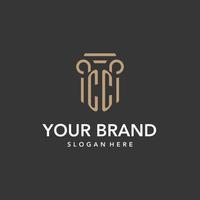 CC logo monogram with pillar style design vector