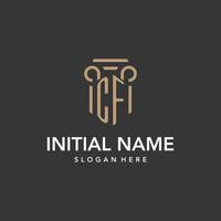 CF logo monogram with pillar style design vector