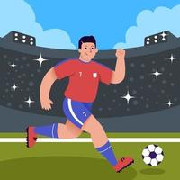 Professional Soccer Player Dribbling Ball vector