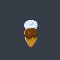 ice cream with two flavor in pixel art style vector